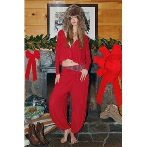 Urban Outfitters/Out From Under BouncePlush Cabot Jogger Pants Red Large